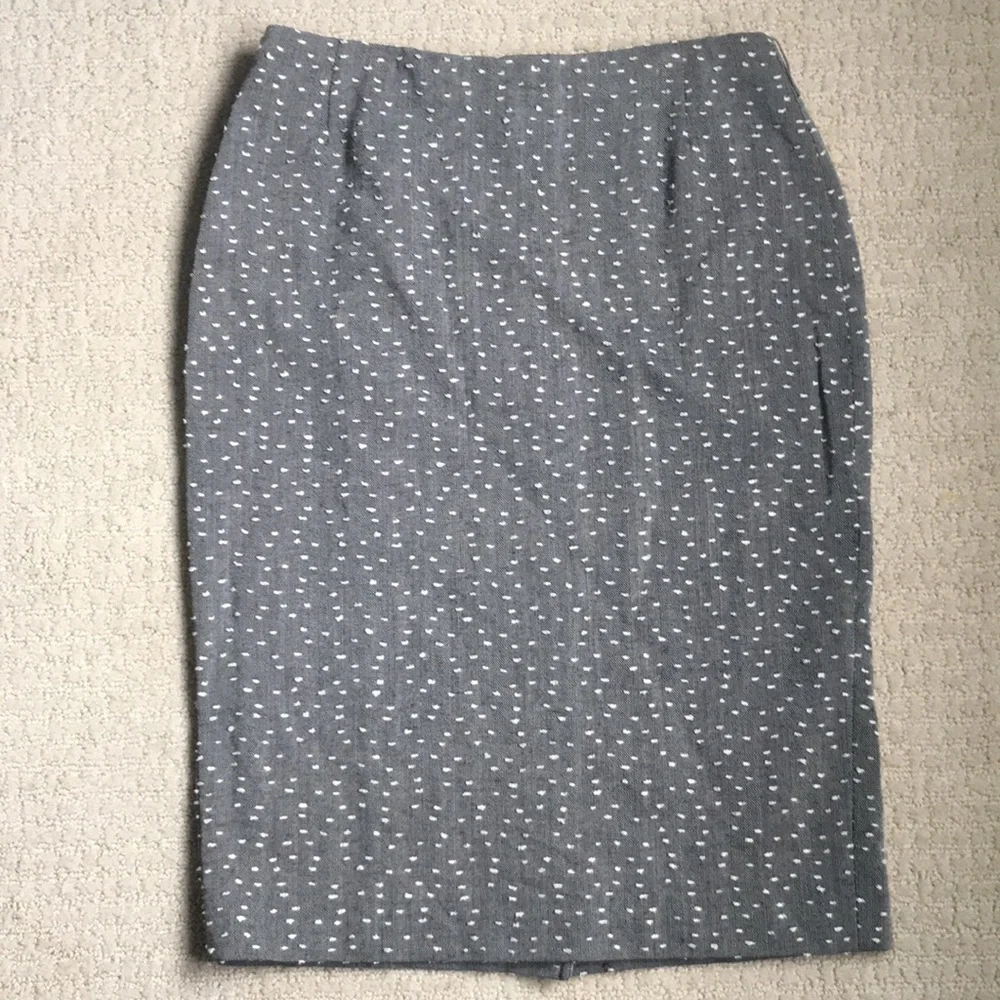 🇨🇦 100% Wool Pencil Skirt & Jacket Set - Size 2 - Gray/White • Made in Canada - Picture 8 of 16